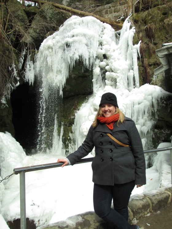 Hiked up to this frozen waterfall, but risked my life in doing so. 