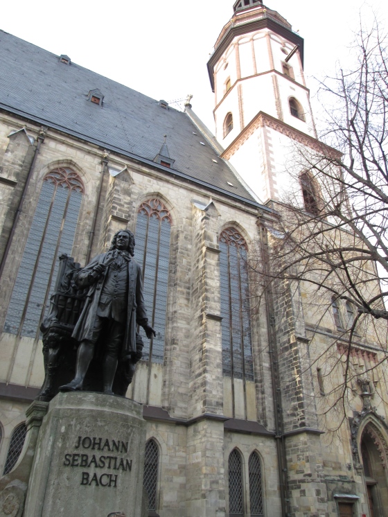 Statue of Bach in front of the church, where he played. 