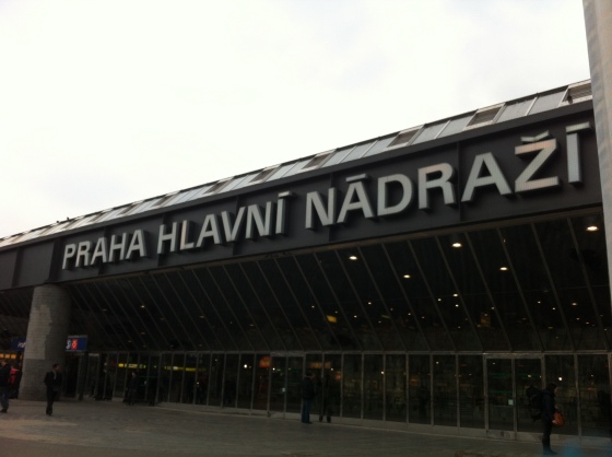 The main train station in Prague. Czech is quite a different language! 