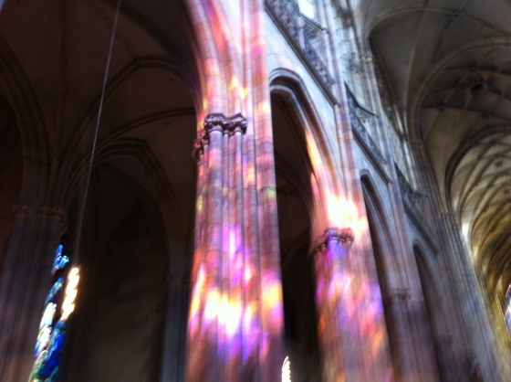 Inside the cathedral at the Prague Castle. We lucked out with the sun. It was soo pretty! 